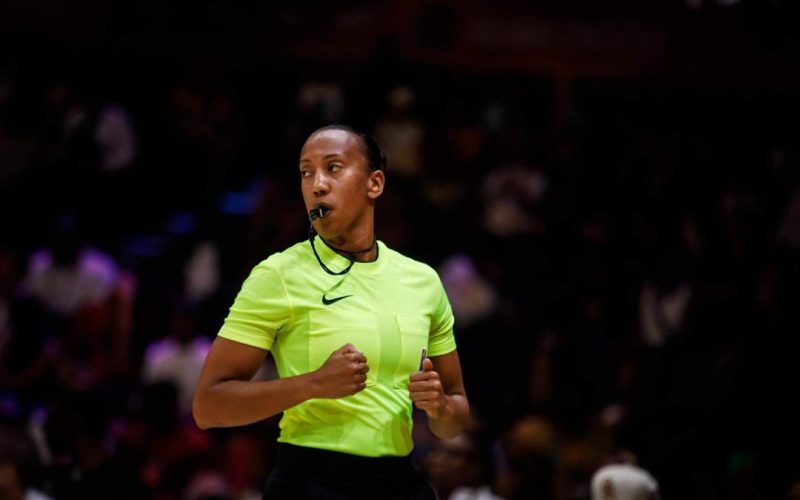 Gerda Gatling officiating at the Basketball Africa League.
